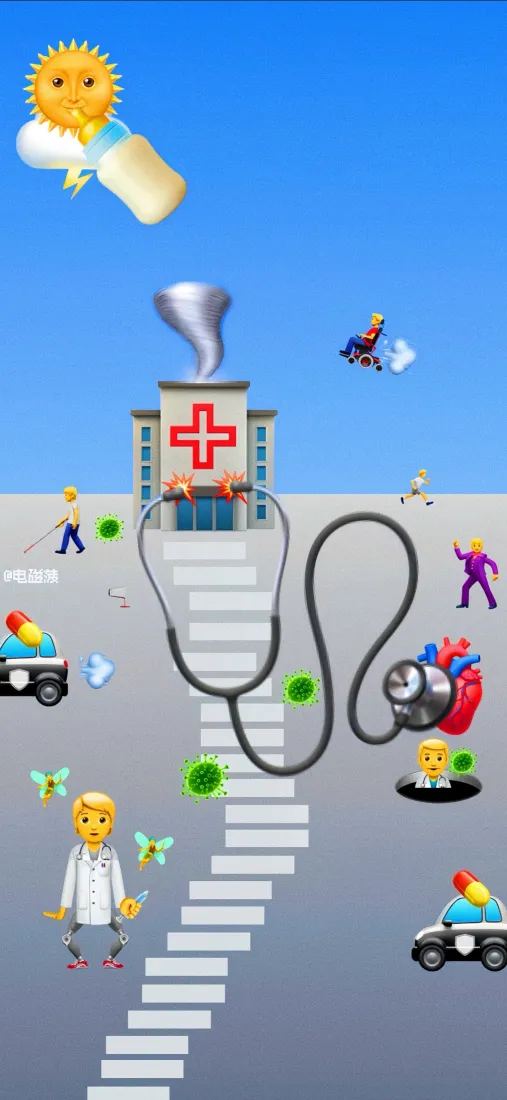 卡通医疗手机壁纸｜抽象可爱背景 - 趣味emoji「哲风壁纸」