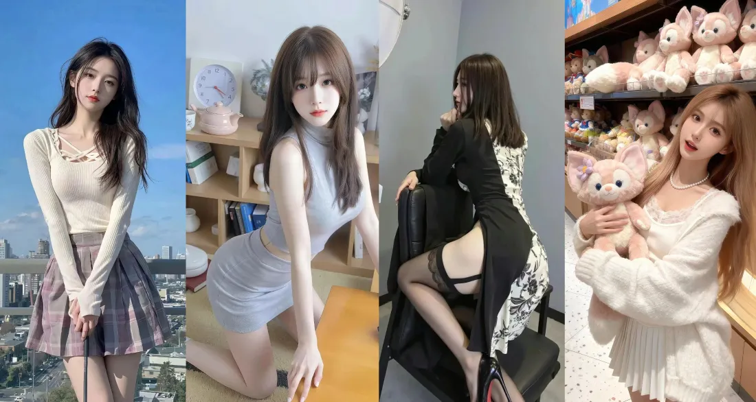 3k美女穿搭壁纸｜玩偶背景 - 长发美女「哲风壁纸」