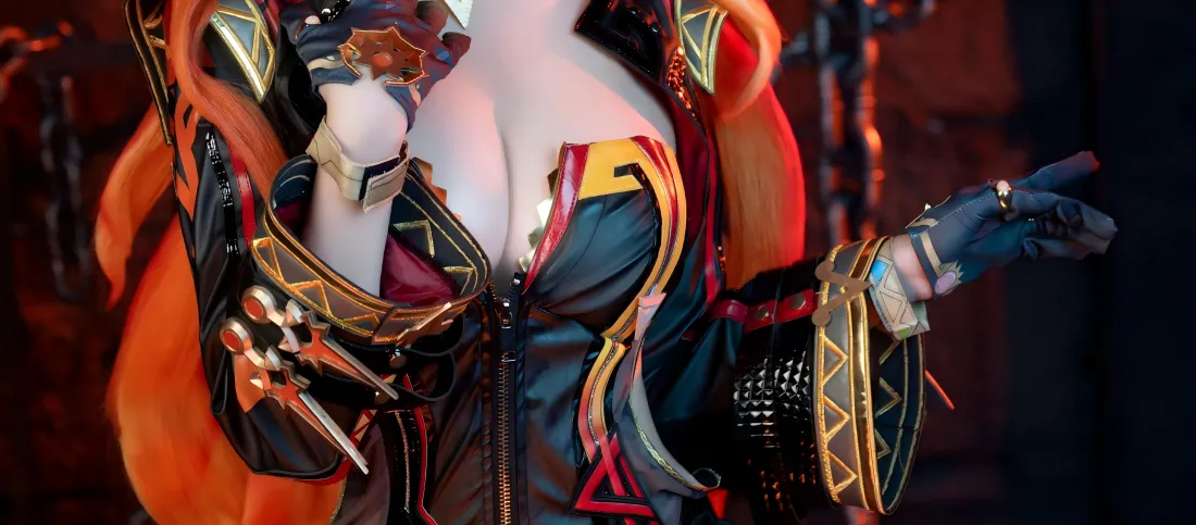 5kcos美女壁纸｜暗黑服饰 - 枪械cos「哲风壁纸」