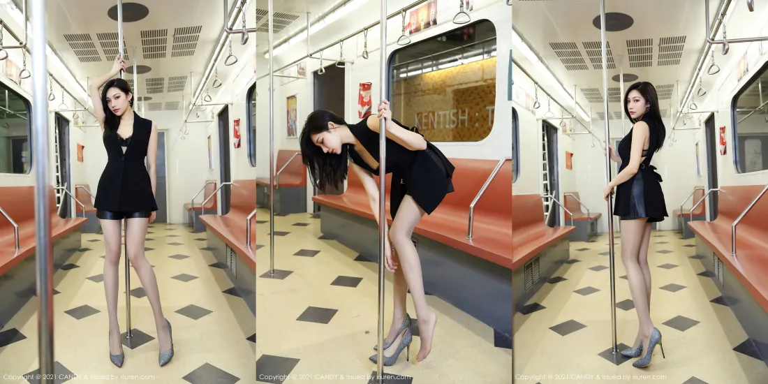 3k美女地铁壁纸｜车厢背景 - 时尚穿搭「哲风壁纸」