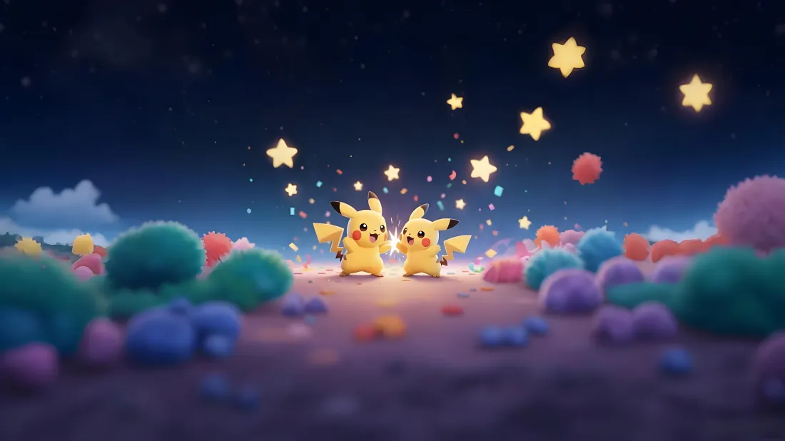 5k皮卡丘壁纸｜梦幻星空背景 - 童话场景「哲风壁纸」