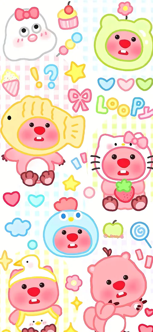 露比卡通手机壁纸｜粉色背景 - 萌系角色「哲风壁纸」