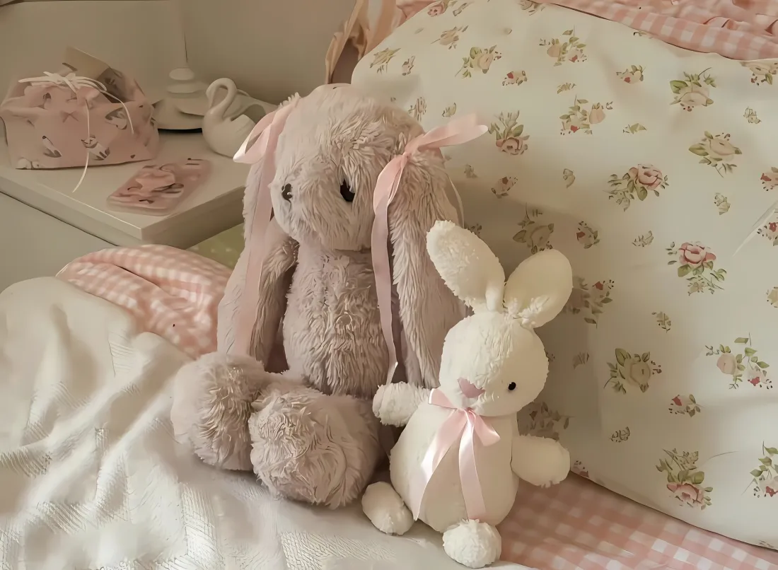 2k玩偶兔子壁纸｜ins风背景 - 粉色毛绒玩具「哲风壁纸」