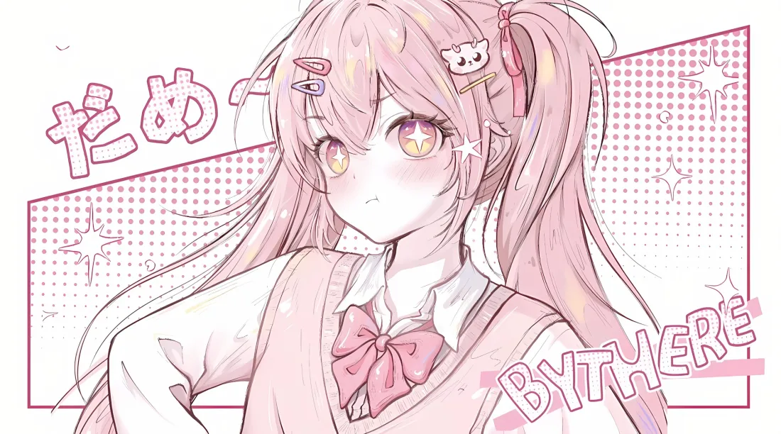 2k粉色双马尾动漫女孩壁纸｜日系插画背景 - 可爱「哲风壁纸」