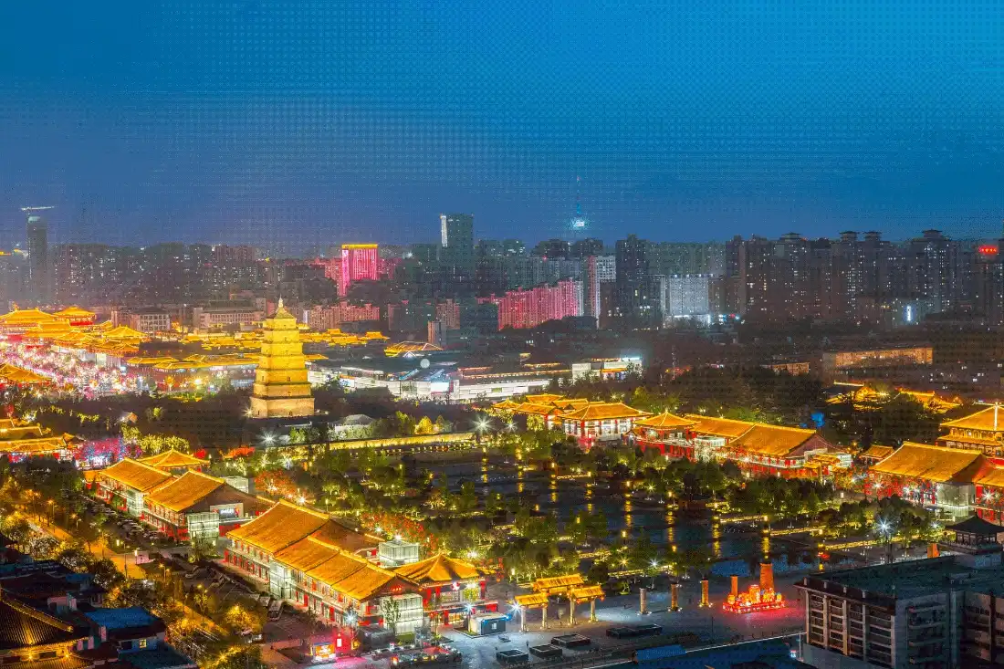 2k西安夜景壁纸｜西安风景背景图片 - 大雁塔灯光「哲风壁纸」
