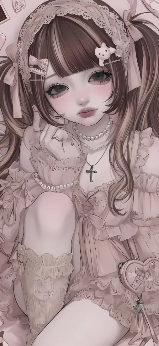 二次元洋娃娃手机壁纸｜洛丽塔背景 - 双马尾「哲风壁纸」