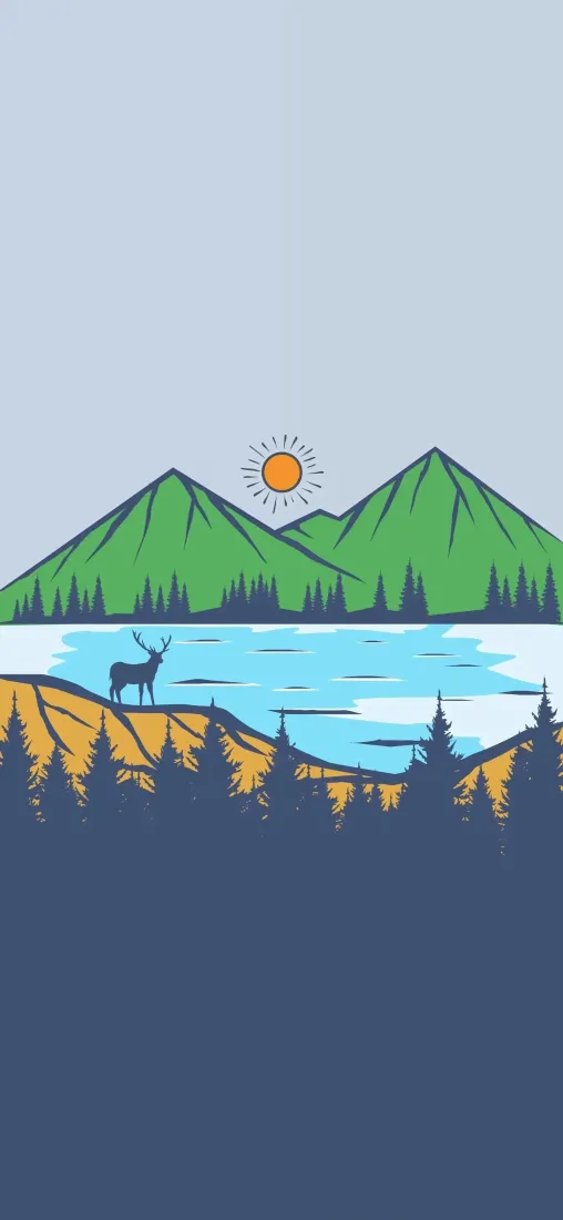 自然风景手机壁纸｜山水湖景 - 鹿与森林「哲风壁纸」
