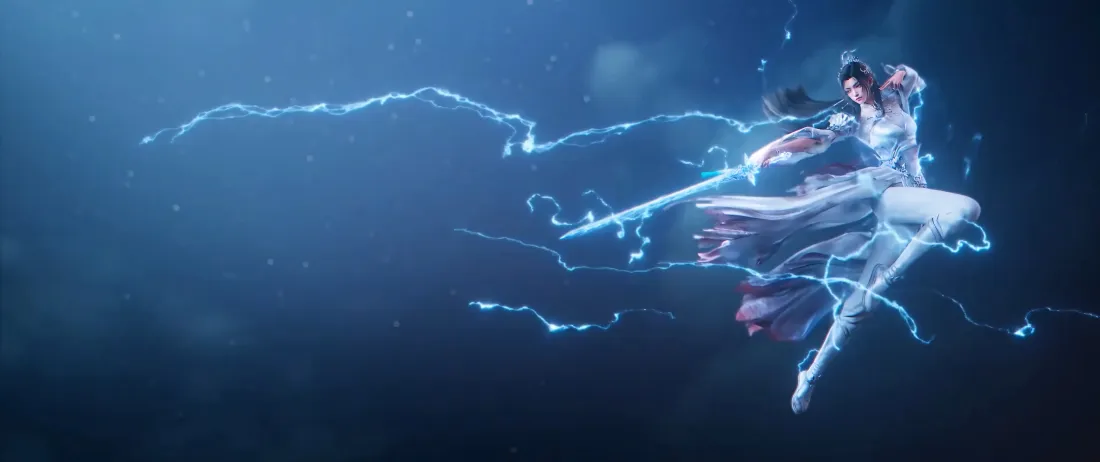 4k陆琪雪壁纸｜仙侠闪电背景 - 古风白衣「哲风壁纸」