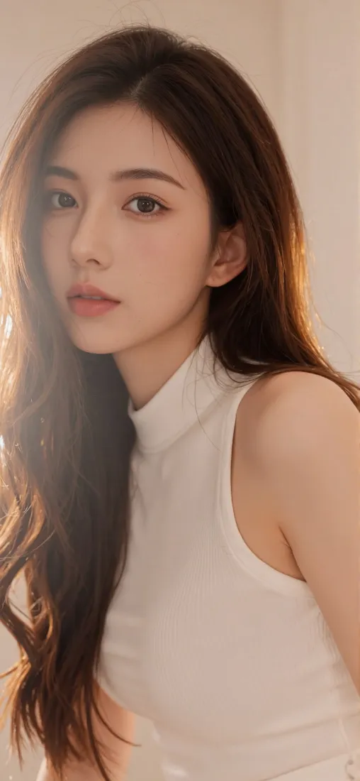 白衣长发美女手机壁纸｜柔和光 - Ios「哲风壁纸」