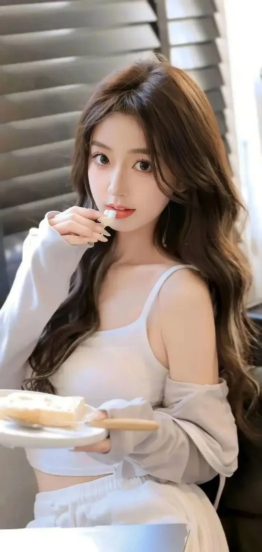 美女手机壁纸｜居家背景图 - 长发白衣「哲风壁纸」