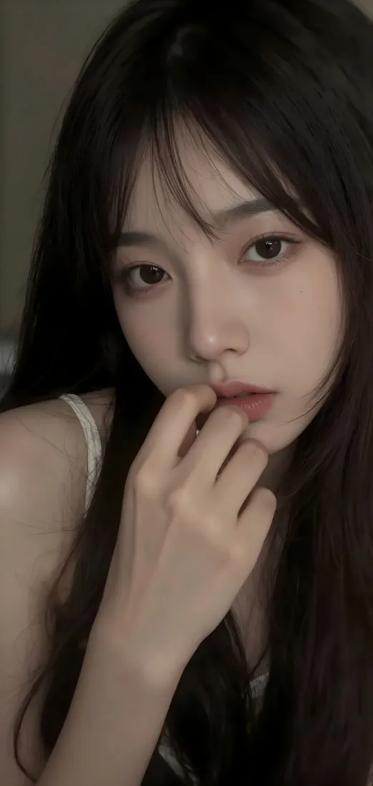 长发美女手机壁纸｜室内背景图片 - 白衣「哲风壁纸」