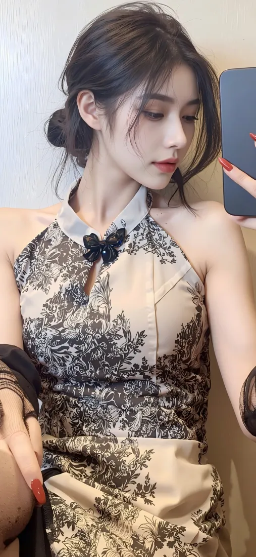 美女手机壁纸｜时尚背景图 - 连衣裙蝴蝶结「哲风壁纸」