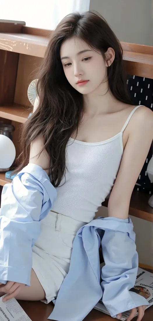 美女手机壁纸｜室内背景 - 休闲穿搭「哲风壁纸」