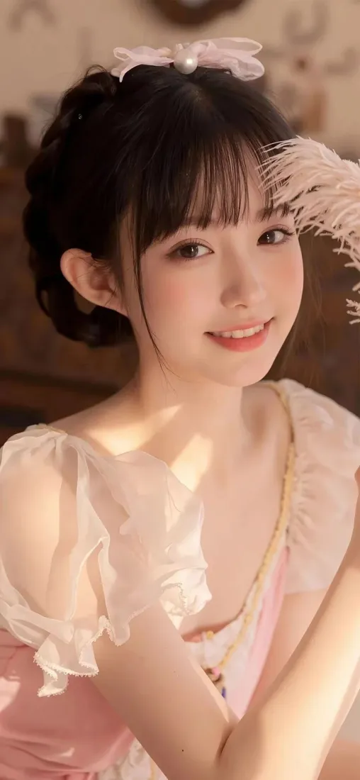 美女手机壁纸｜粉色背景图 - 甜美「哲风壁纸」