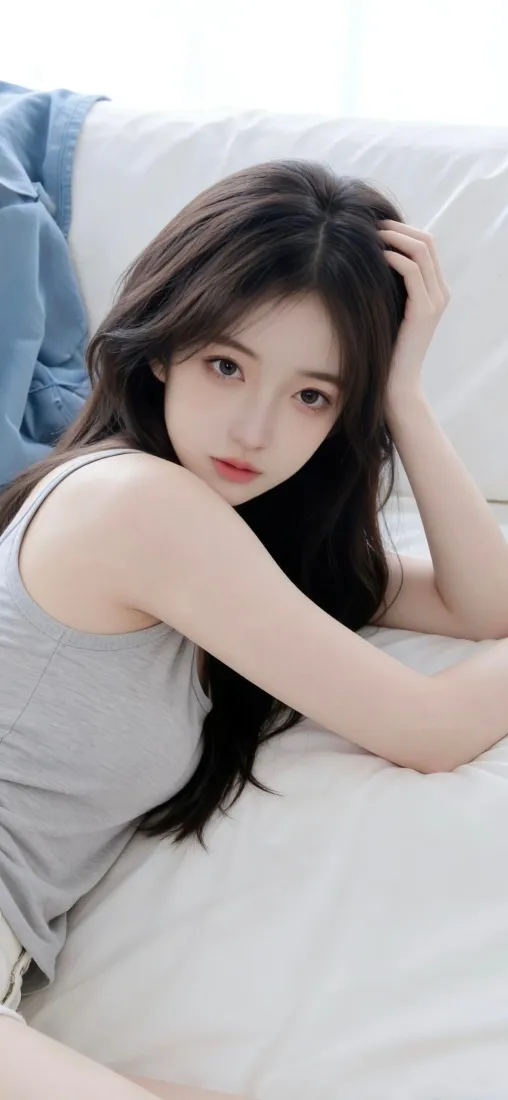 灰衣美女手机壁纸｜Ios居家背景 - 清新「哲风壁纸」