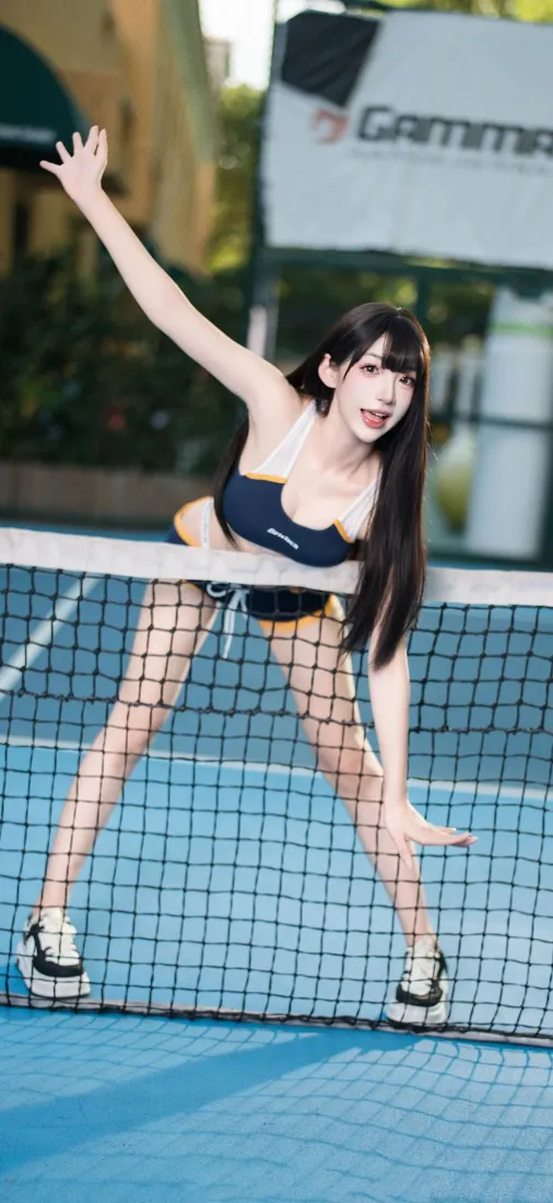 网球美女手机壁纸｜网球场 - 运动装「哲风壁纸」