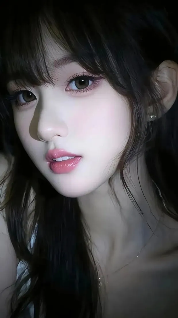 美女手机壁纸｜暗色背景 - 长发美女「哲风壁纸」