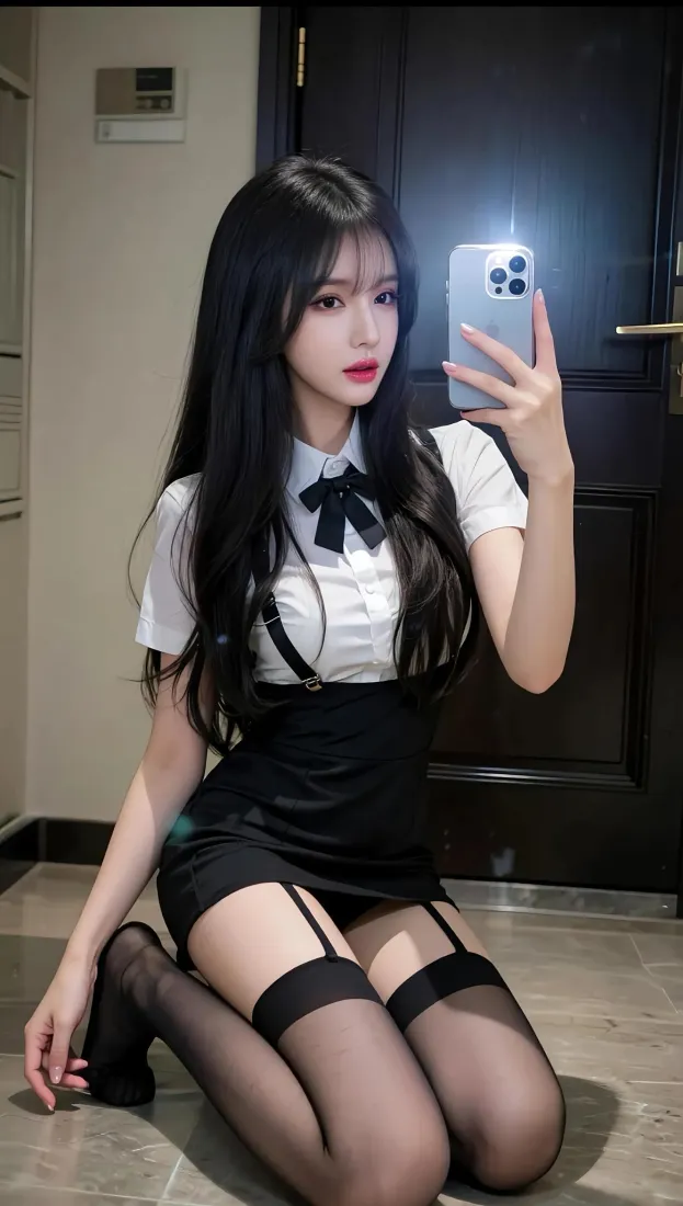 制服美女手机壁纸｜室内背景图片 - 黑丝自拍「哲风壁纸」