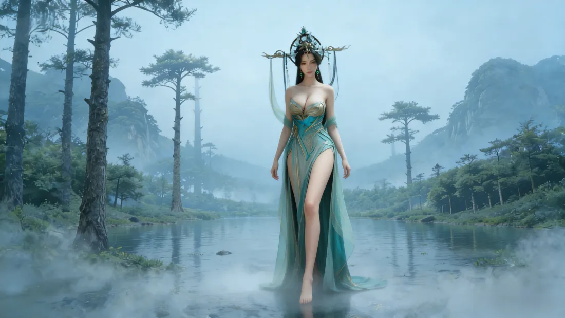 4k柳神壁纸｜森林湖泊背景图片 - 完美世界国漫女「哲风壁纸」