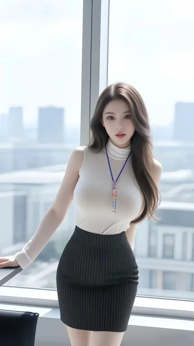 都市美女手机壁纸｜办公室背景图片 - 职业装时尚气质「哲风壁纸」