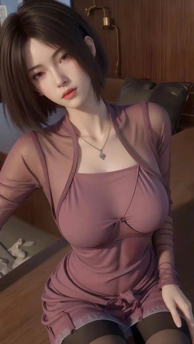 紫色连衣裙美女手机壁纸｜室内背景图片 - 迷人黑丝「哲风壁纸」