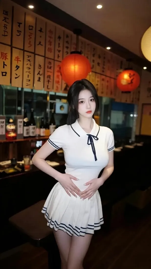 白衣水手服美女手机壁纸｜日式餐厅背景图片 - 清纯短裙「哲风壁纸」