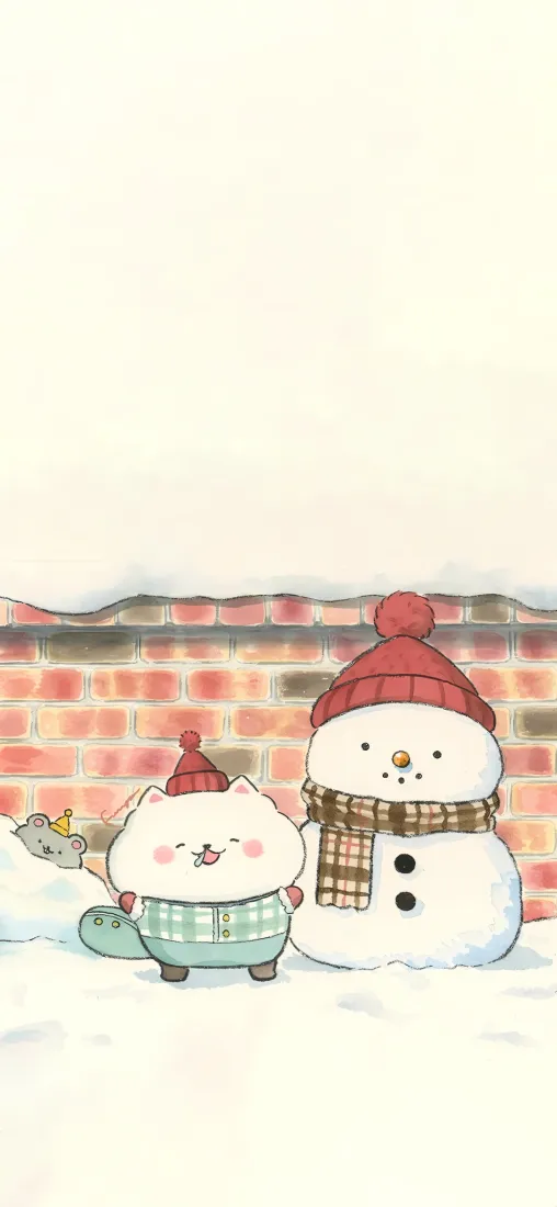 雪人手机壁纸｜雪地背景 - 可爱卡通雪人「哲风壁纸」