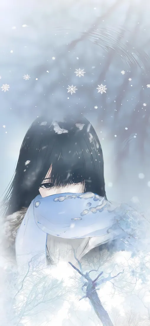 动漫女孩手机壁纸｜雪景背景图片 - 清冷下雪「哲风壁纸」