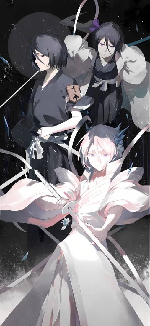 死神BLEACH手机壁纸｜暗黑背景图片 - 朽木露琪亚袖白雪「哲风壁纸」