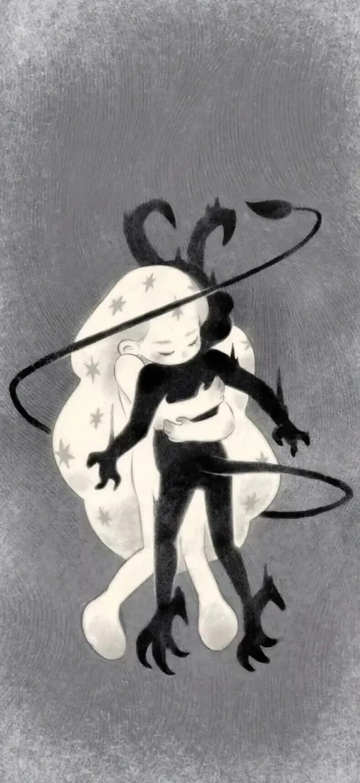 恶魔女孩手机壁纸｜简约背景 - 暗黑艺术「哲风壁纸」