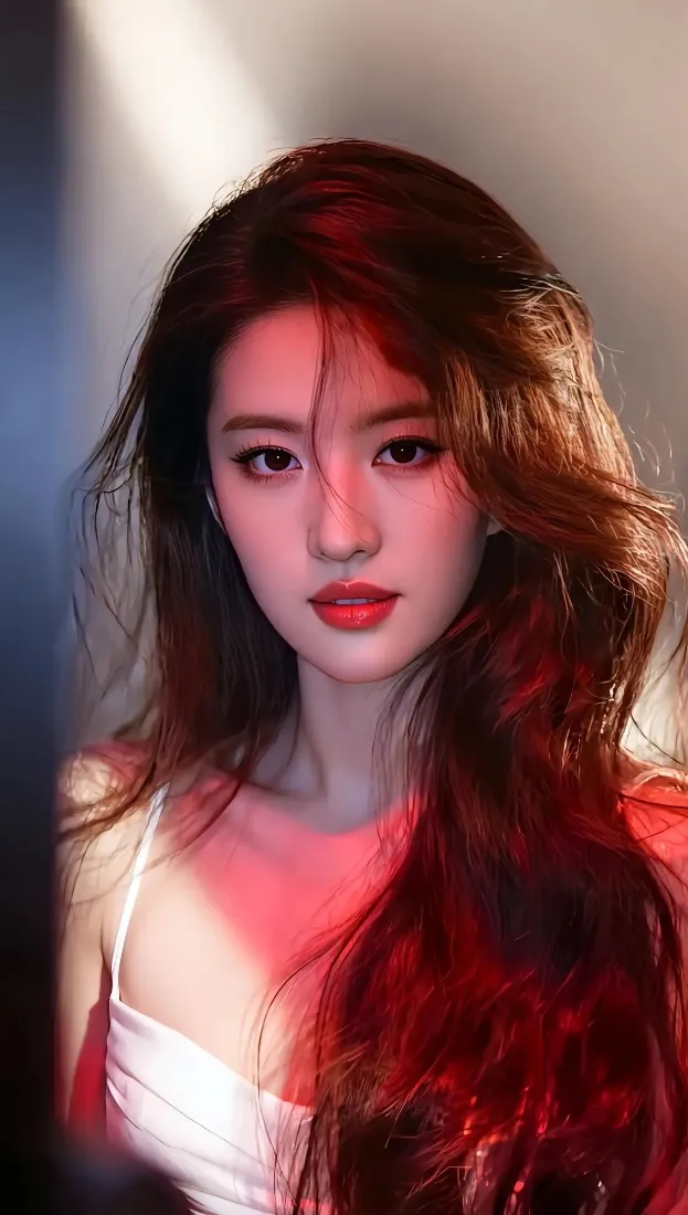 红衣美女手机壁纸｜暖光背景图片 - 魅力人像「哲风壁纸」