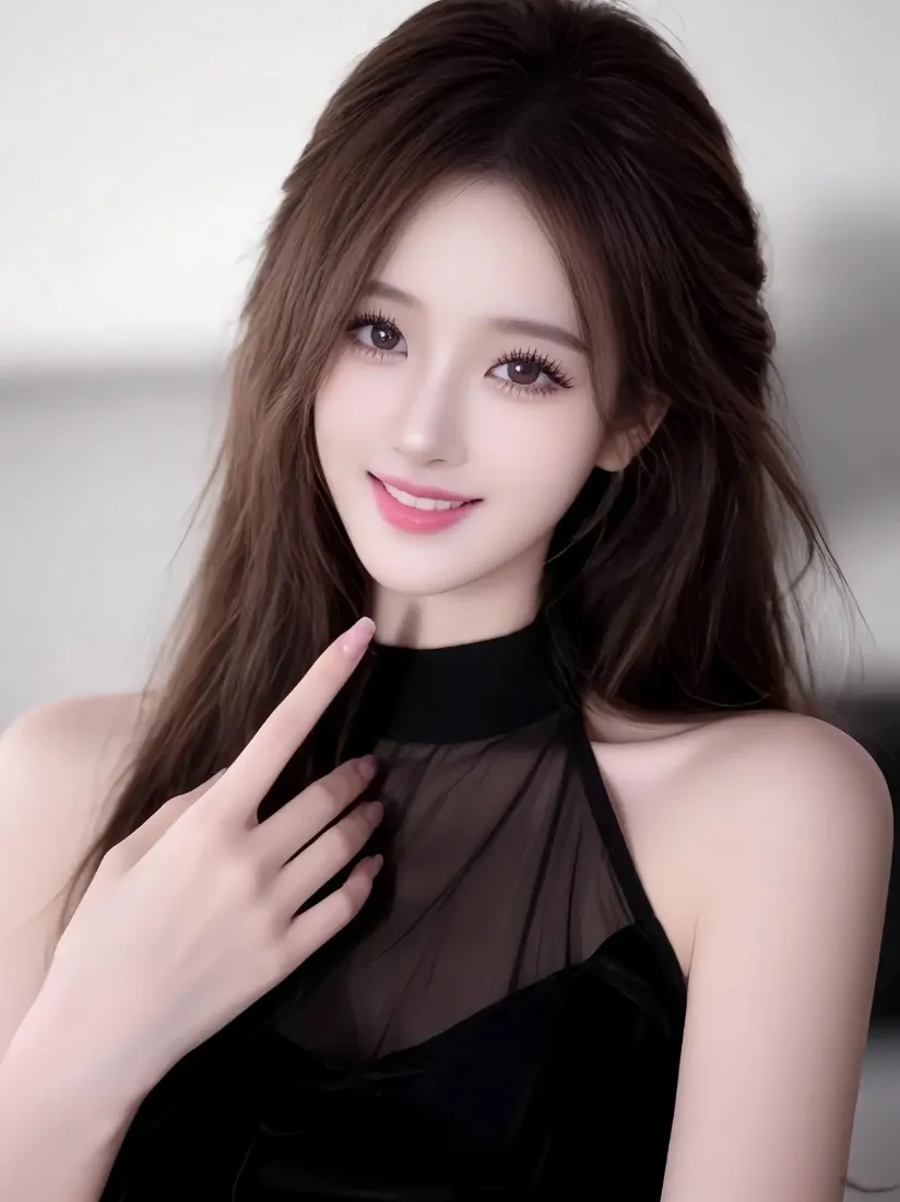 黑衣美女手机壁纸｜室内背景图片 - 优雅气质「哲风壁纸」