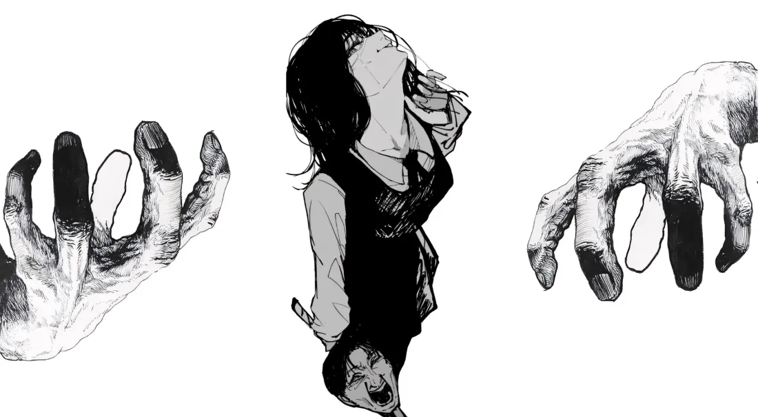 2k电锯人三鹰朝壁纸｜黑白简约背景图片 - 暗黑插画「哲风壁纸」