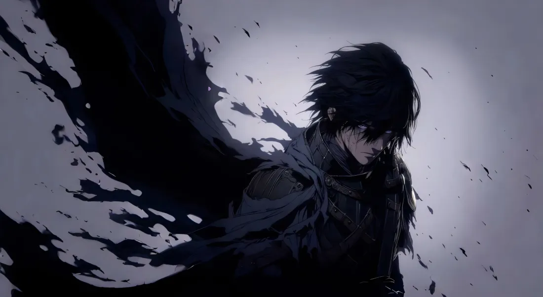 2k动漫男壁纸｜持剑斗篷背景图片 - 水墨暗黑风格「哲风壁纸」