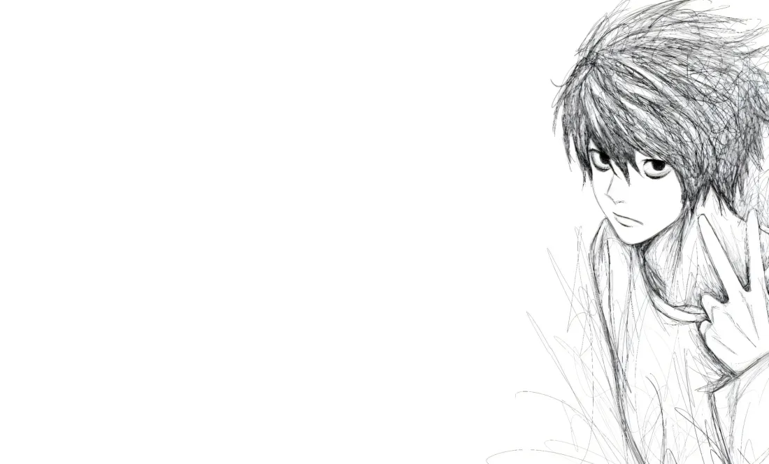 2k夜神月壁纸｜线稿背景图片 - 死亡笔记「哲风壁纸」