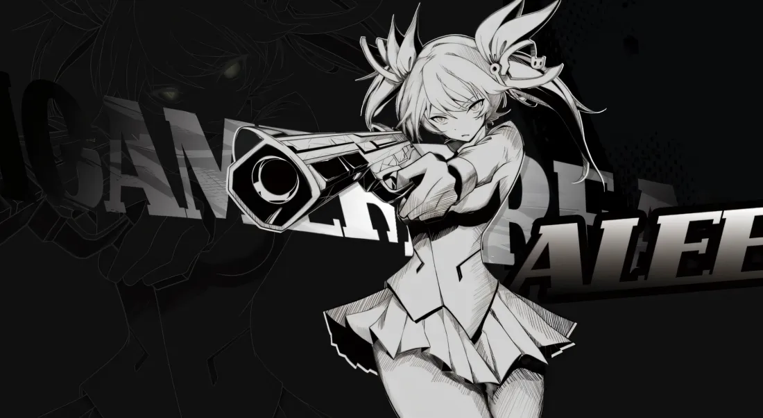 2k枪娘逐梦者壁纸｜黑白背景图片 - 双马尾少女「哲风壁纸」