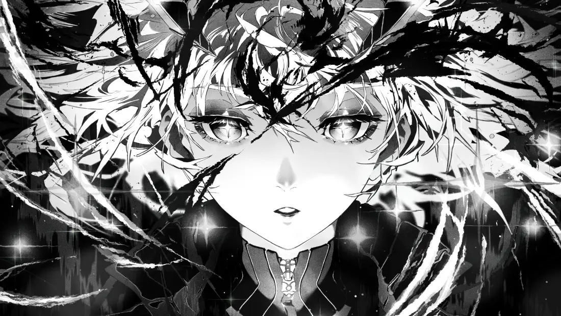 2k动漫人物壁纸｜黑白背景图 - 暗黑艺术红温「哲风壁纸」