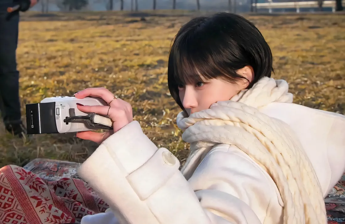 2k金玟庭壁纸｜户外草地背景图片 - 相机拍照「哲风壁纸」