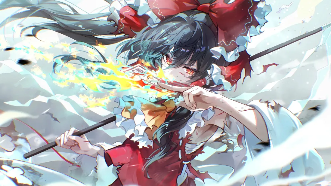 2k博丽灵梦壁纸｜东方Project背景图片 - 红色服饰「哲风壁纸」