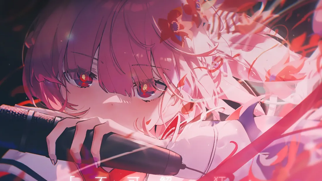 2k粉色头发红眼角色壁纸｜红温背景 - 战斗场景「哲风壁纸」