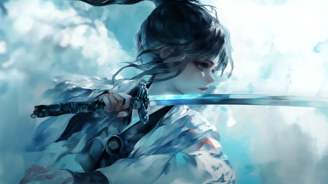 2k古风执剑少女壁纸｜云海背景图片 - 仙侠「哲风壁纸」