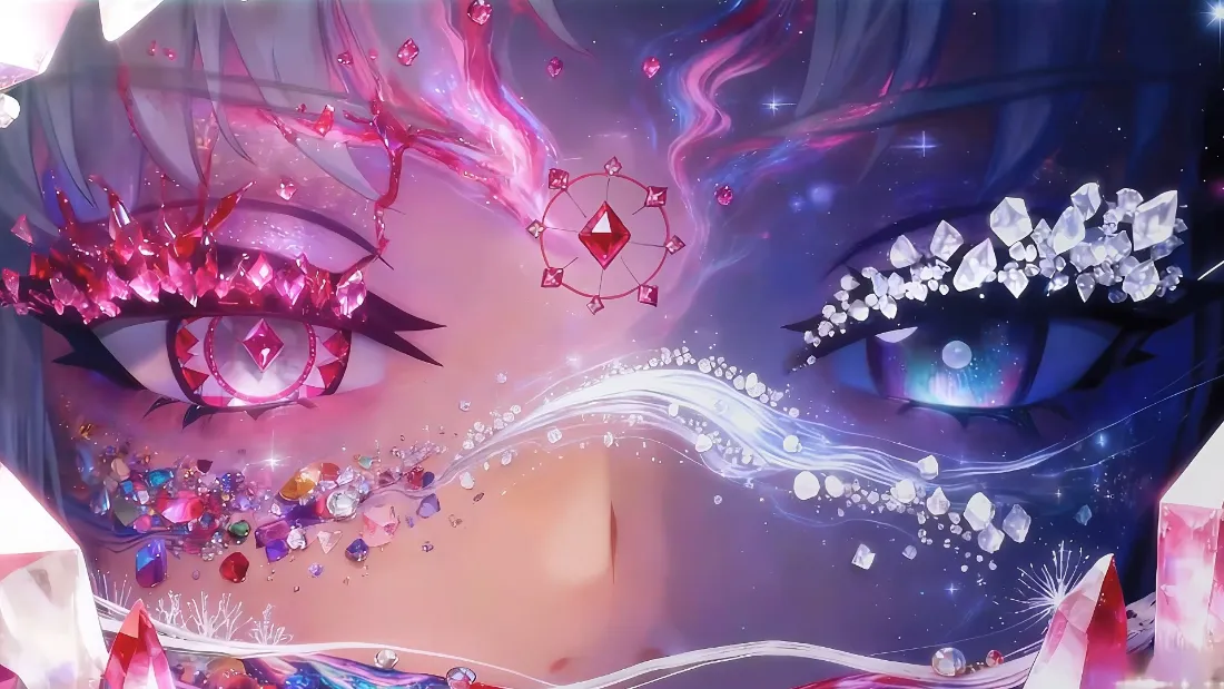 2k动漫双色眼眸壁纸｜炫彩眼妆背景图片 - 宝石装饰「哲风壁纸」