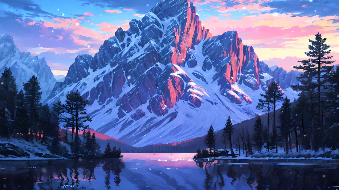 2k雪山湖泊壁纸｜自然风景背景图片 - 晚霞森林「哲风壁纸」