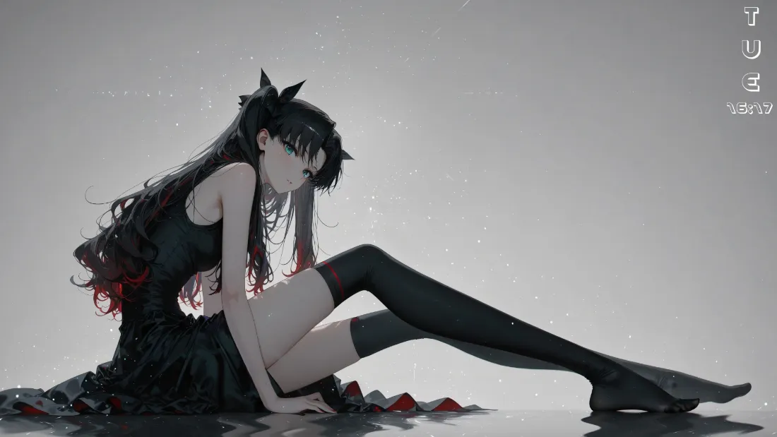 2k动漫少女壁纸｜灰色背景图片 - 黑裙猫耳少女「哲风壁纸」