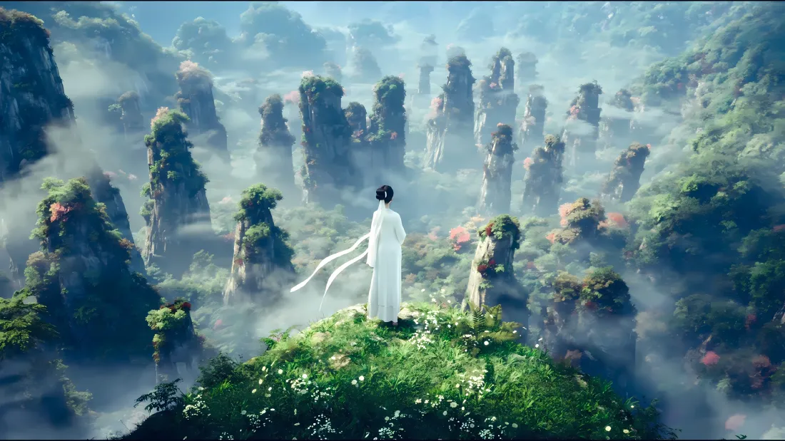 5k白素贞壁纸｜山水云雾背景图片 - 白蛇传「哲风壁纸」