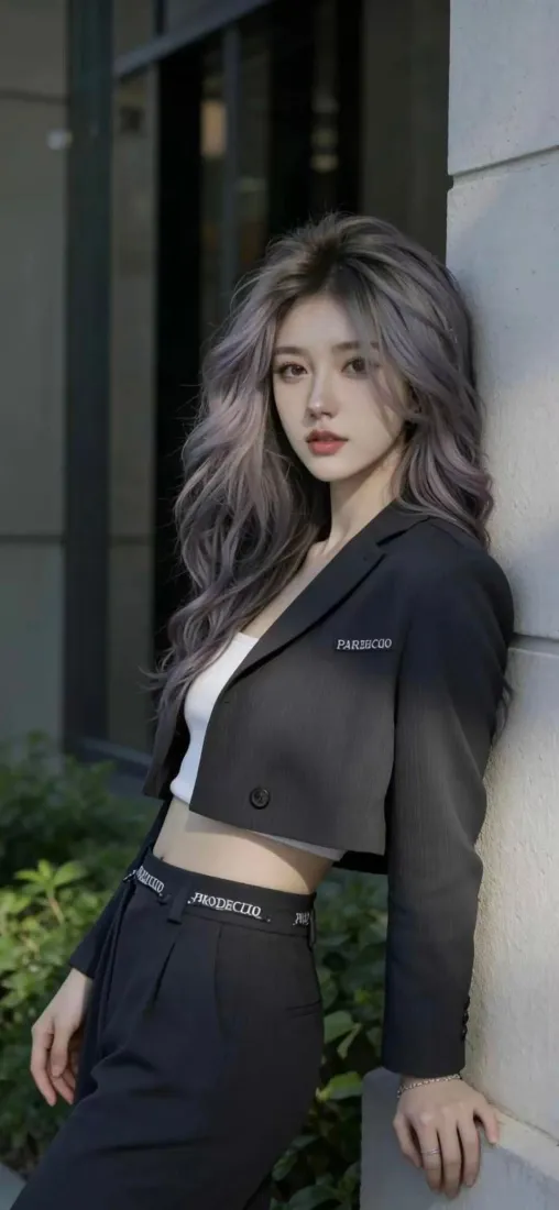 灰发美女手机壁纸｜都市背景图片 - Ios「哲风壁纸」