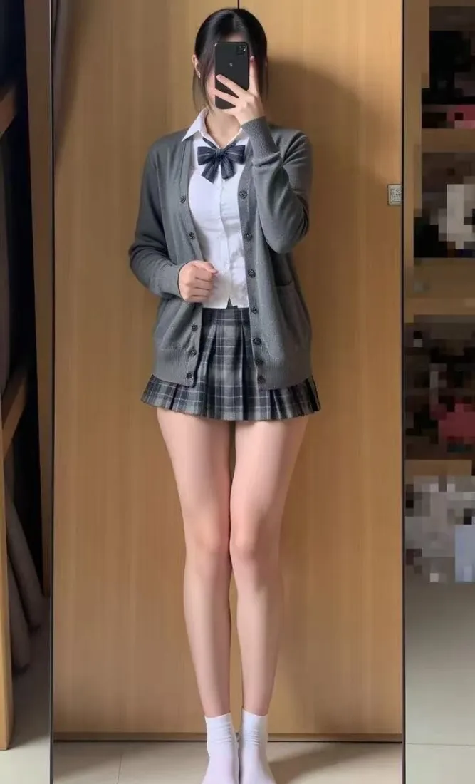 美女手机壁纸｜日系校园风背景图片 - 格子裙穿搭「哲风壁纸」