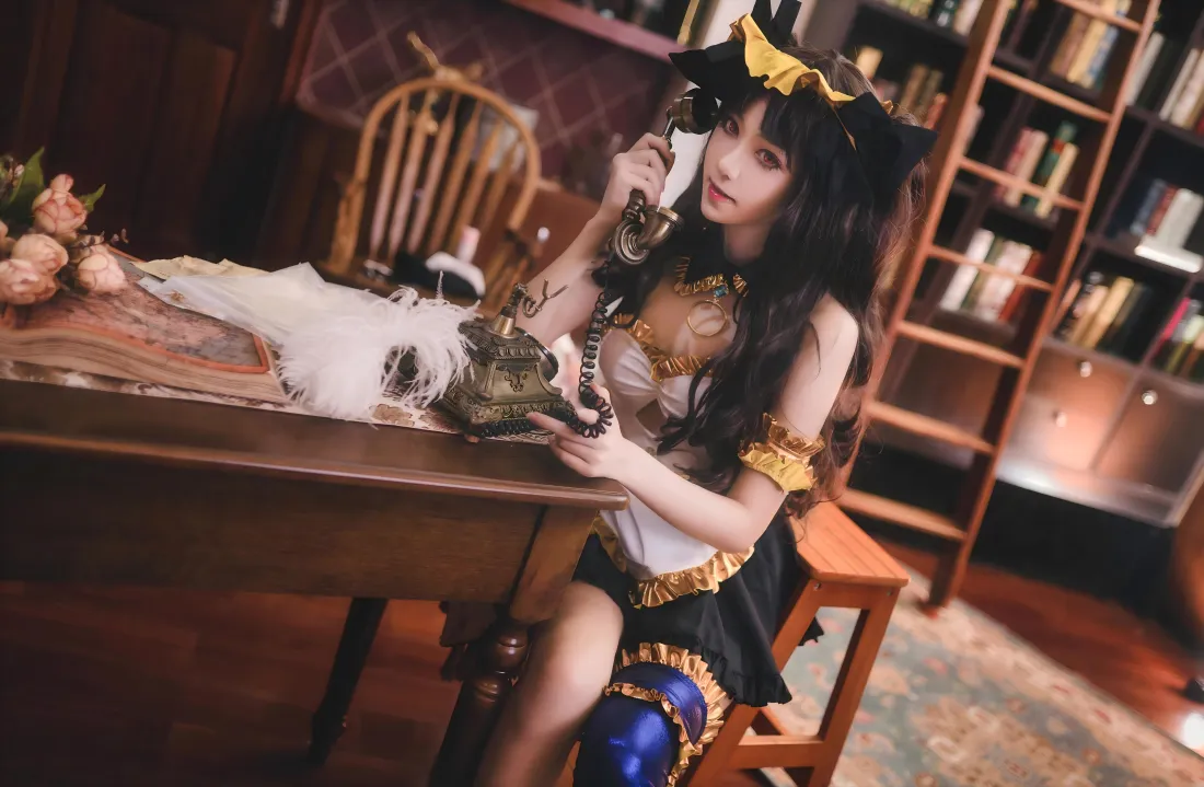 8k伊什塔尔cos壁纸｜复古书房背景图片 - FGO「哲风壁纸」