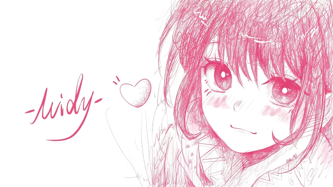 2k动漫线稿小女孩壁纸｜粉色爱心背景图片 - 可爱手绘「哲风壁纸」