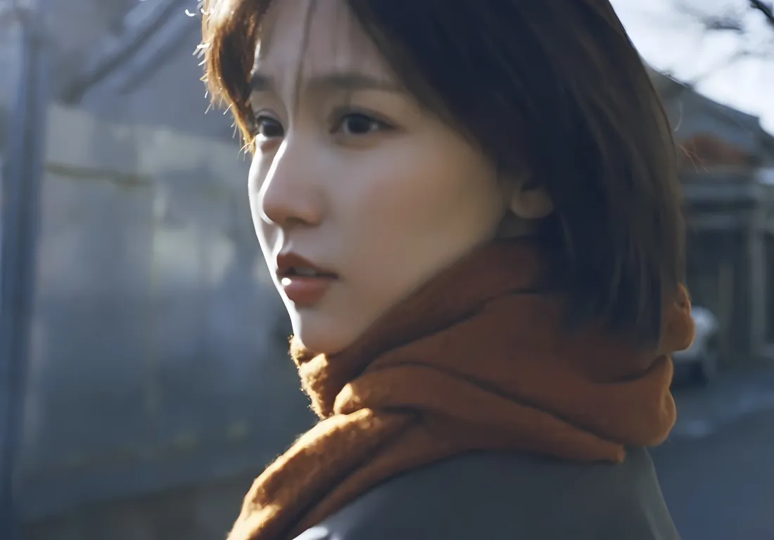 2k成果壁纸｜车棚背景图片 - 短发棕色围巾侧脸「哲风壁纸」